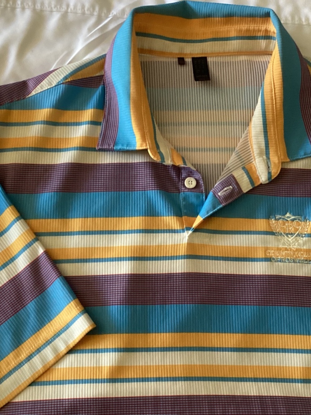 Men’s Adidas Ultimate 365 Heat Ready Multicolored Striped Polo Logo Size XL